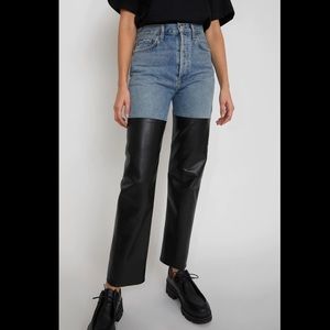 Agolde 90s pinch waist pieced leather Size 23
